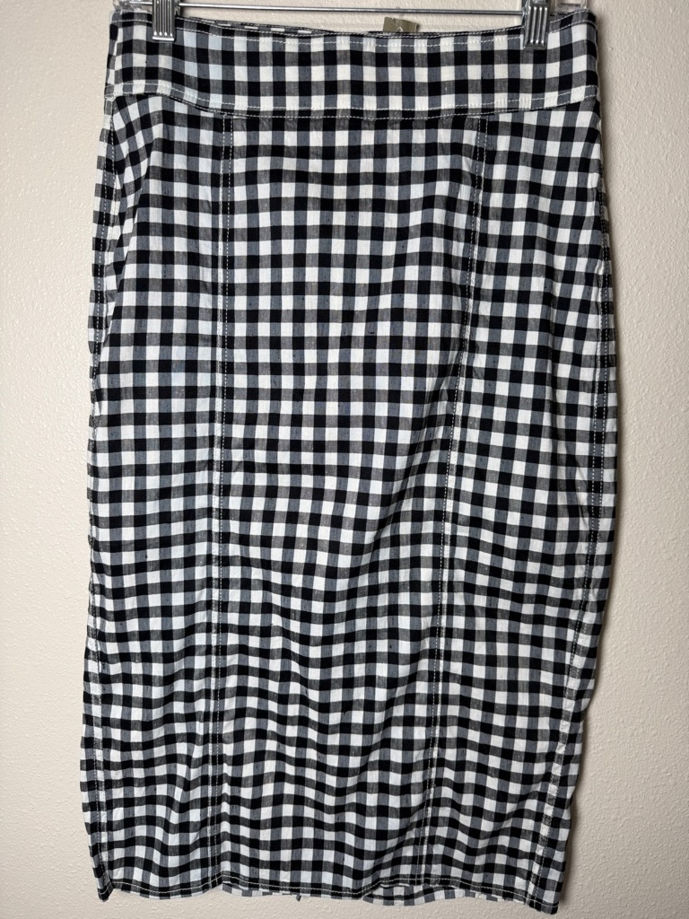 J Crew No 2 Linen Stretch Gingham Check Pencil Skirt 6 Black White Classic NEW - Picture 4 of 17